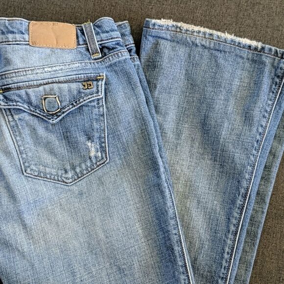 Joe's Jeans Bootcut Flare Button Pocket Denim Distressed Rocker Fit - Size 27 - Picture 2 of 5